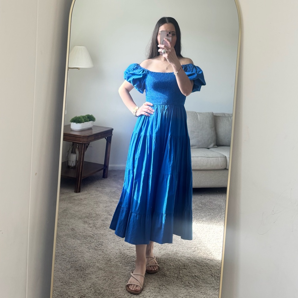 Elegant Blue Off-Shoulder Dress